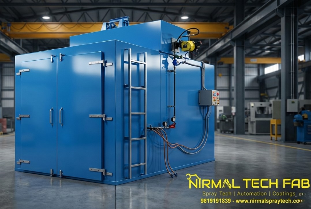 Almirah Powder Coating Plant – Complete Automated Line for Metal Cupboards with Pre-Treatment, Spray Booth, Curing Oven, Conveyor, 100kV Guns for Steel Furniture & Storage Cabinet Finishing